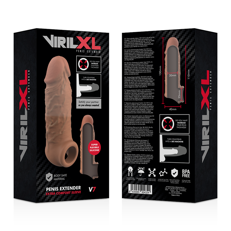 VIRILXL - EXTENSIÓN DE PENE LIQUID SILICONE V7 MARRÓN - Imagen 2