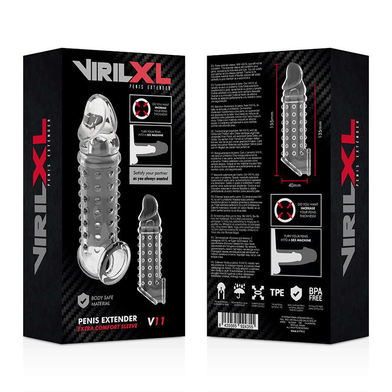 VIRILXL - EXTENSIÓN Y FUNDA DE PENE V11 TRANSPARENTE - Imagen 6