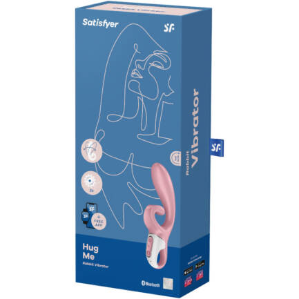 SATISFYER - HUG ME VIBRADOR RABBIT APP AZUL - Imagen 4