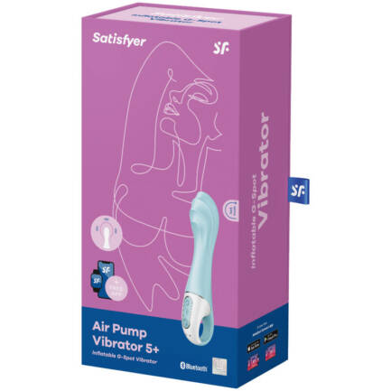 SATISFYER - AIR PUMP VIBRATOR 5+ VIBRADOR PUNTO G INFLABLE APP AZUL - Imagen 4