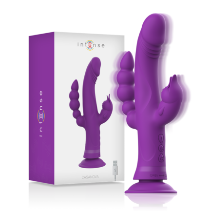 INTENSE - CASANOVA VIBRADOR RABBIT SILICONA TRIPLE MOTOR MORADO - Imagen 2