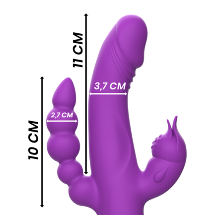 INTENSE - CASANOVA VIBRADOR RABBIT SILICONA TRIPLE MOTOR MORADO - Imagen 4