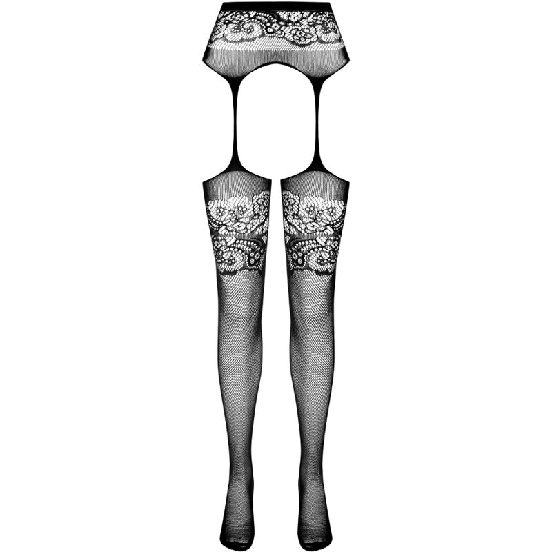 PASSION - S029 BLACK TIGHTS WITH GARTER ONE SIZE - Image 5