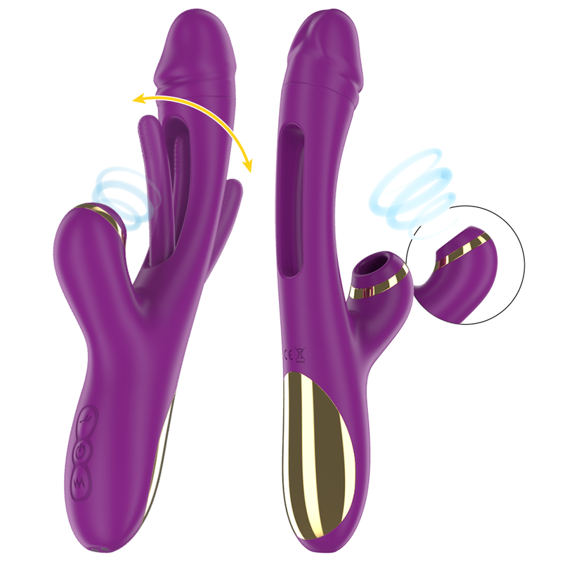 INTENSE - ATENEO VIBRATEUR MULTIFONCTION RECHARGEABLE 7 VIBRATIONS AVEC LANGUE OSCILLANTE ET ASPIRATION VIOLETTE – Image 2