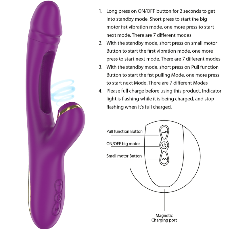 INTENSE - ATENEO VIBRATEUR MULTIFONCTION RECHARGEABLE 7 VIBRATIONS AVEC LANGUE OSCILLANTE ET ASPIRATION VIOLETTE – Image 5