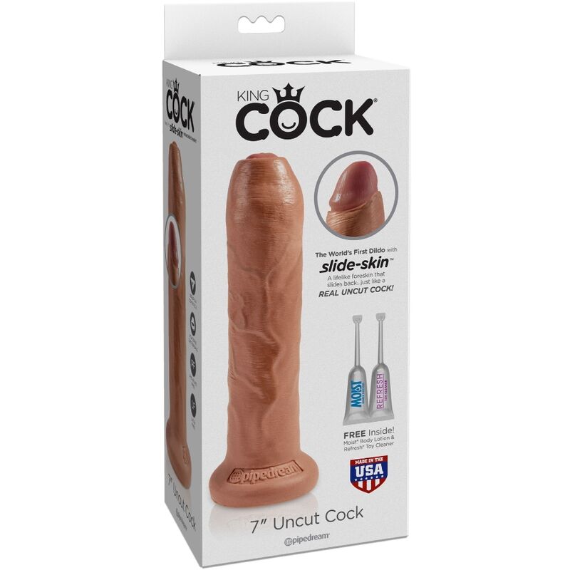 KING COCK - PENE REALISTICO NON TAGLIATO 17.8 CM CARAMELLO - immagine 3