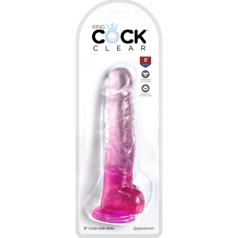 KING COCK - CLEAR REALISTISCHER PENIS MIT KUGELN 16.5 CM ROSA – Bild 2