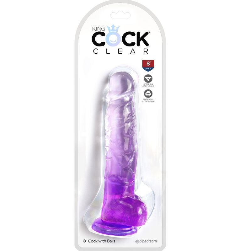 KING COCK - CLEAR REALISTISCHER PENIS MIT KUGELN 16.5 CM LILA – Bild 2