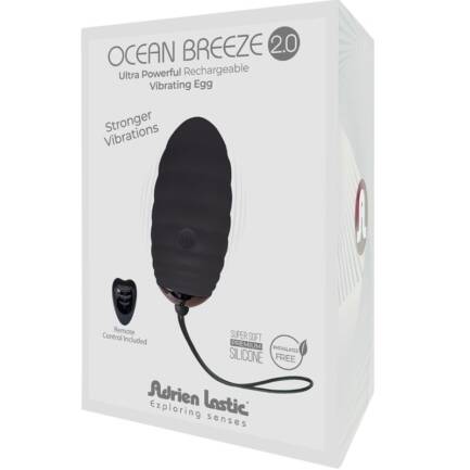 ADRIEN LASTIC - OCEAN BREEZE 2.0 HUEVO VIBRADOR RECARGABLE CONTROL REMOTO NEGRO - Imagen 4