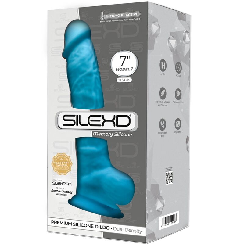 SILEXD - MODEL 1 REALISTIC PENIS PREMIUM SILEXPAN SILICONE BLUE 17.5 CM - Image 2