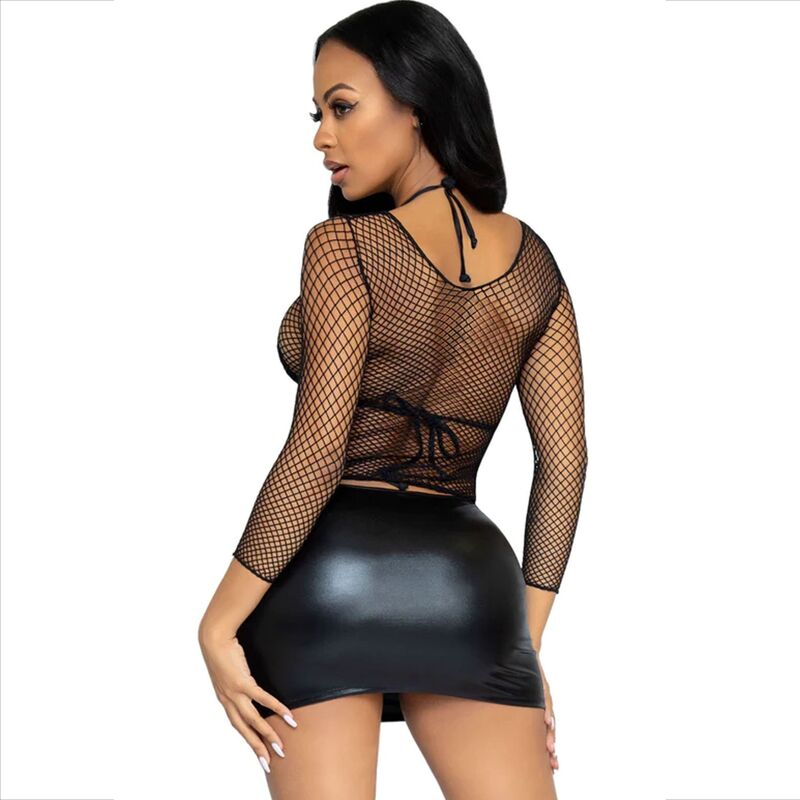 LEG AVENUE - NETZ LANGARM T-SHIRT SCHWARZ – Bild 3