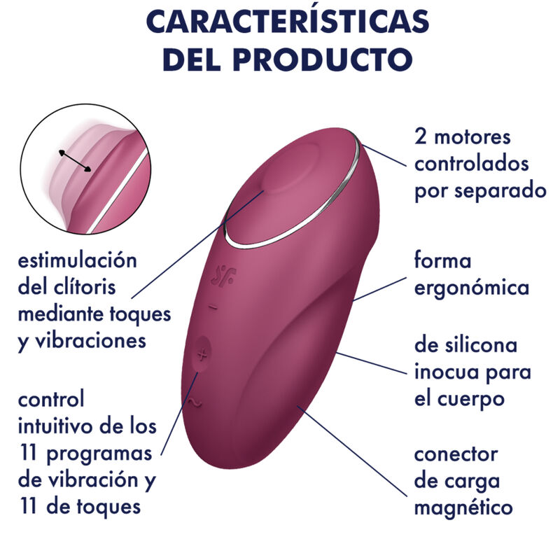 SATISFYER - TAP CLIMAX 1 VIBRADOR LAY-ON ROJO - Imagen 5