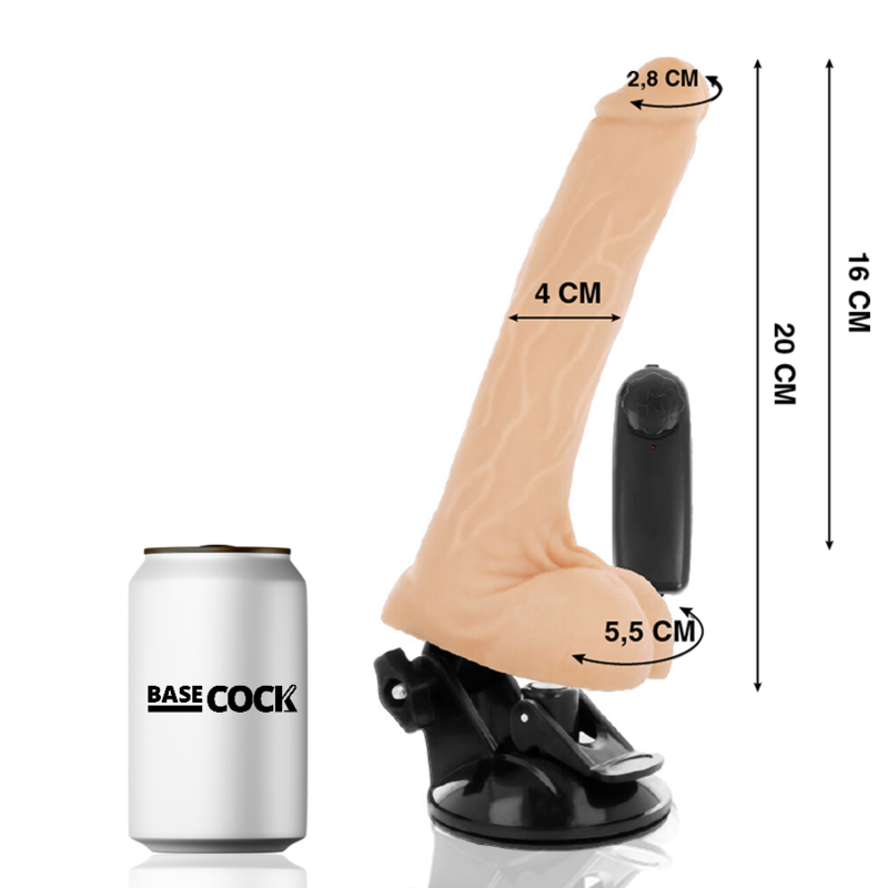 BASECOCK - VIBRATEUR NATUREL RÉALISTE TÉLÉCOMMANDE AVEC TESTICULES 20 CM -O- 4 CM – Image 2