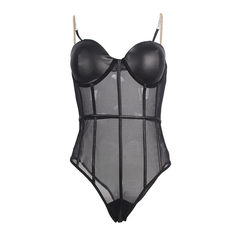 SUBBLIME - BLACK CHAIN SUSPENDERS BODYSUIT S/M - Image 5