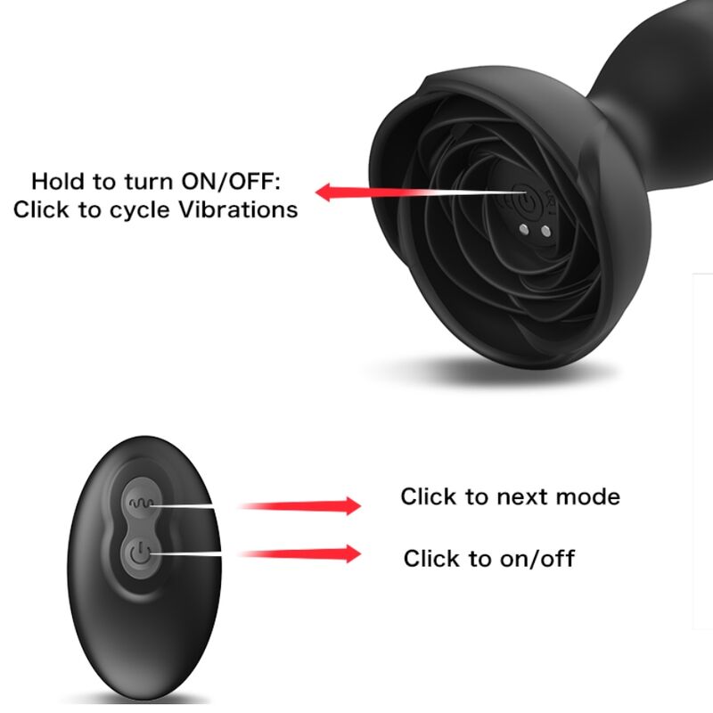 ARMONY - EXTREME A BLOOM ROSA VIBRADOR PLUG ANAL CONTROL REMOTO NEGRO - Imagen 4