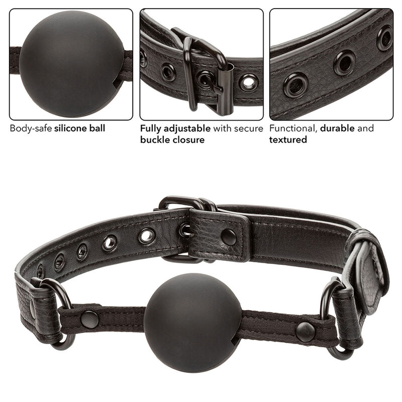 CALEXOTICS - NOCTURNAL MORDAZA DE BOLA SILICONA NEGRO - Imagen 4