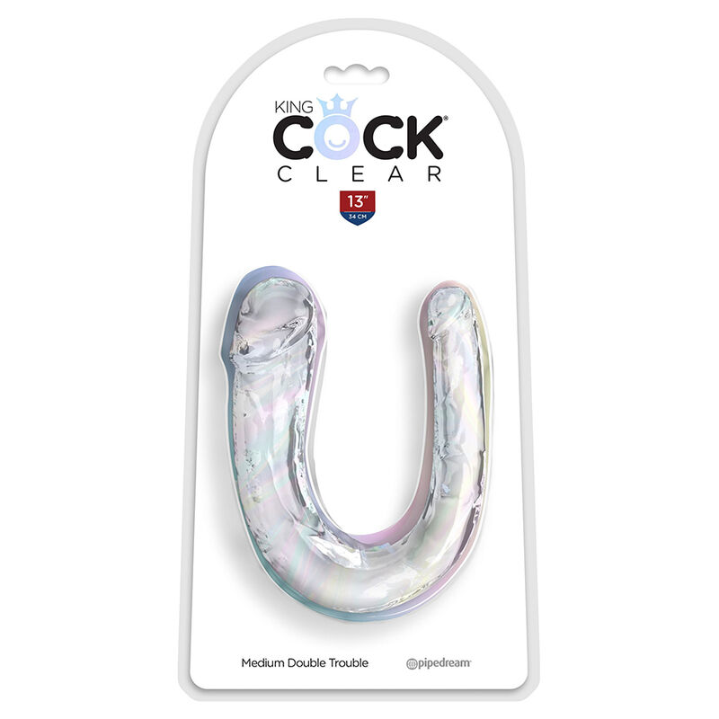KING COCK - DOUBLE TROUBLE DOPPELDILDO 33 CM KLAR – Bild 2