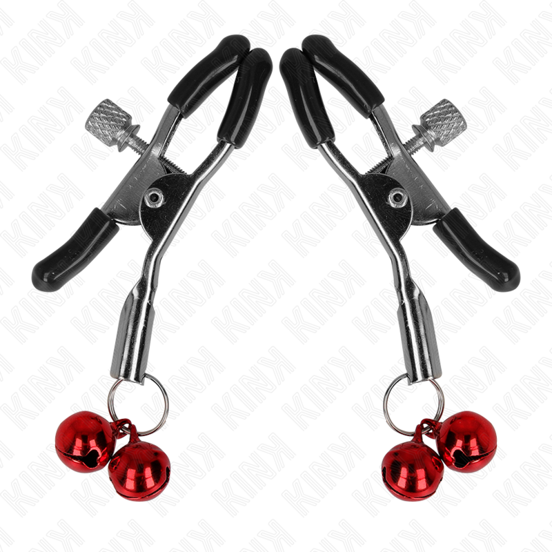 KINK - PINZAS PARA PEZONES CON DOBLE CAMPANILLA ROJO 6 CM - Imagen 2