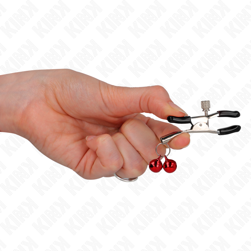 KINK - PINZAS PARA PEZONES CON DOBLE CAMPANILLA ROJO 6 CM - Imagen 4