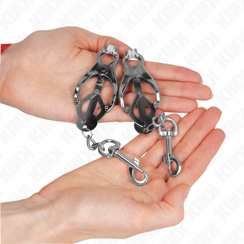 KINK - JAPANISCHE KLEEBLATT-NIPPELKLAMMERN MIT HAKEN SILBER – Bild 3
