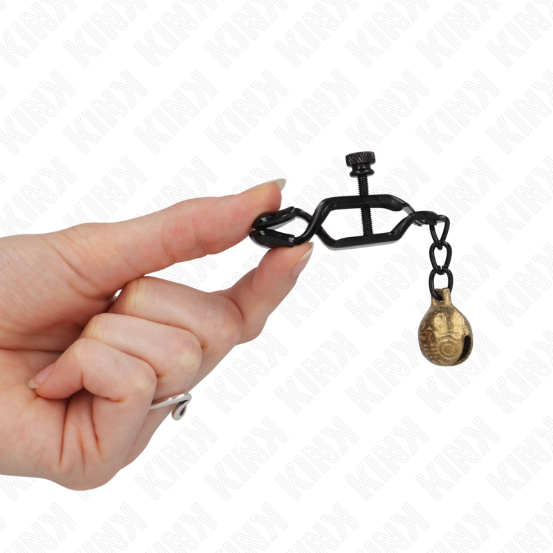 KINK - PINZAS PARA PEZONES PLANAS NEGRO CON CASCABEL 7 CM - Imagen 4
