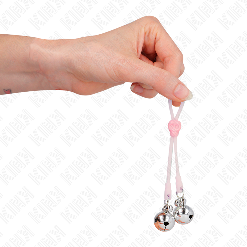 KINK - LUMINOUS SKULL NIPPLE CLAMPS WITH RING BELLS ADJUSTABLE PINK / SILVER - Image 4