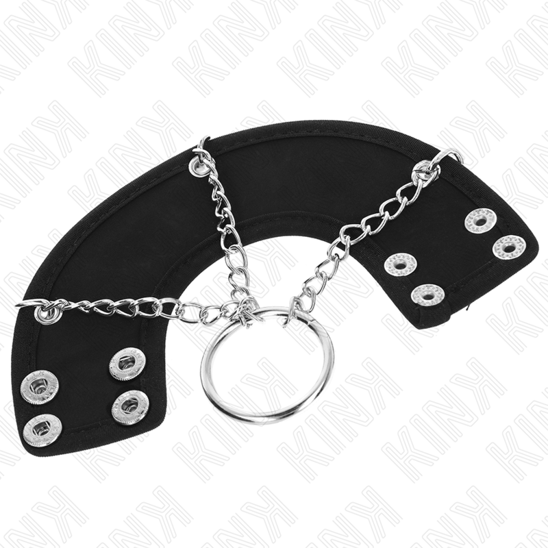 KINK - ANILLO PENE 4 CM CADENA 7 CM METAL CON CINTURÓN POLIPIEL - Imagen 4