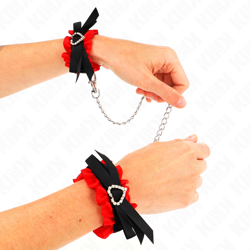 KINK - MUÑEQUERAS ELÁSTICAS DE ENCAJE CON DETALLE CORAZÓN ROJO AJUSTABLE 22-35 CM - Imagen 3