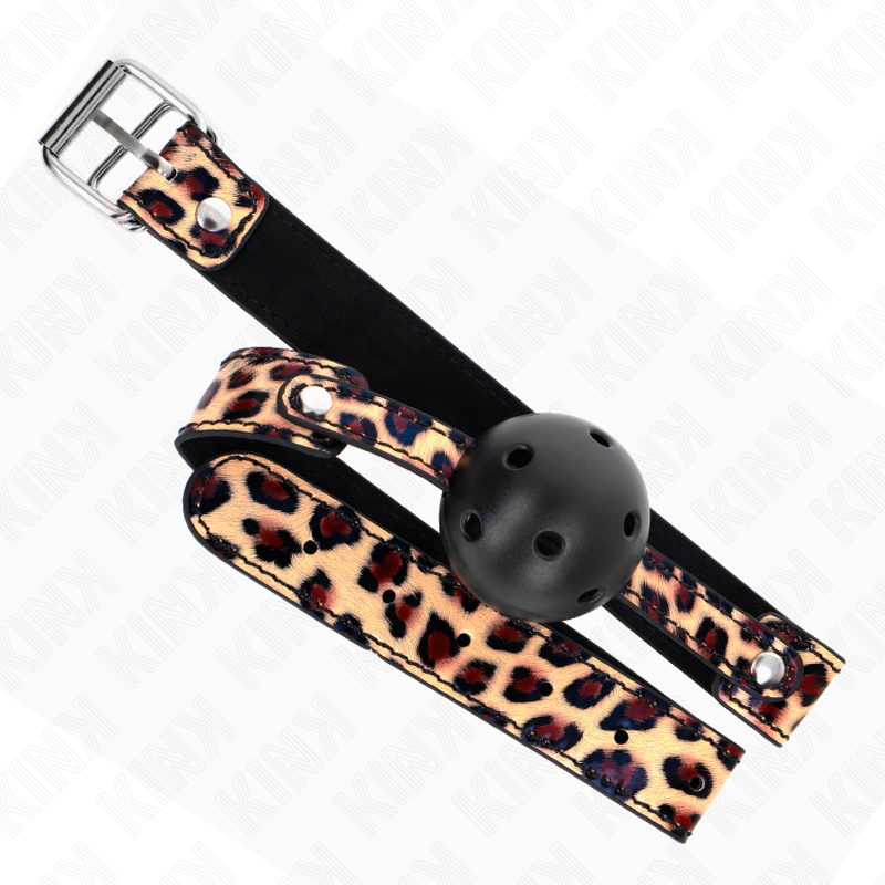 KINK - MORDAZA DE BOLA 4.5 CM TRANSPIRABLE LEOPARDO 65 x 2.5 CM - Imagen 4