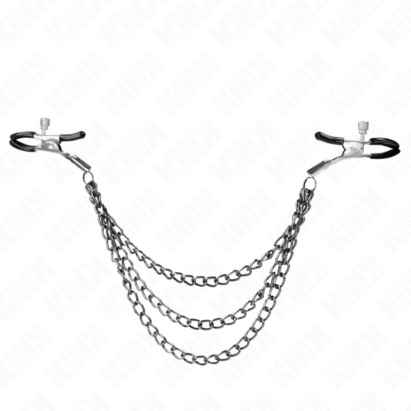 KINK - PINZAS PARA PEZONES CON TRIPLE CADENA NEGRO 20/23/28 CM - Imagen 2