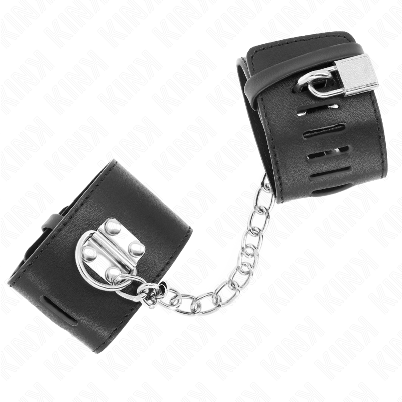KINK - APPUI-POIGNETS FIXES AVEC CHAÎNE 30 CM ET FERMETURE PAR CADENAS NOIR RÉGLABLE 16-23 CM X 5,5 CM – Image 3