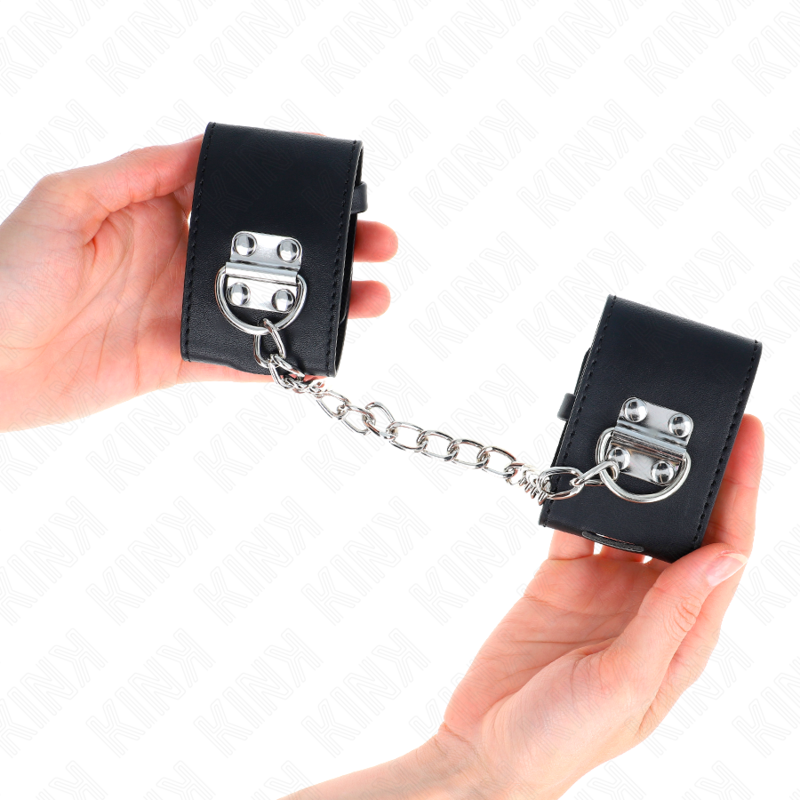 KINK - APPUI-POIGNETS FIXES AVEC CHAÎNE 30 CM ET FERMETURE PAR CADENAS NOIR RÉGLABLE 16-23 CM X 5,5 CM – Image 4