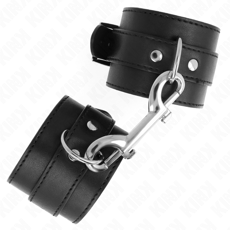KINK - MUÑEQUERAS SIMPLES CON FILA DE REMACHES Y HEBILLA GRANDE NEGRO AJUSTABLE 17-28 CM X 5 CM - Imagen 3