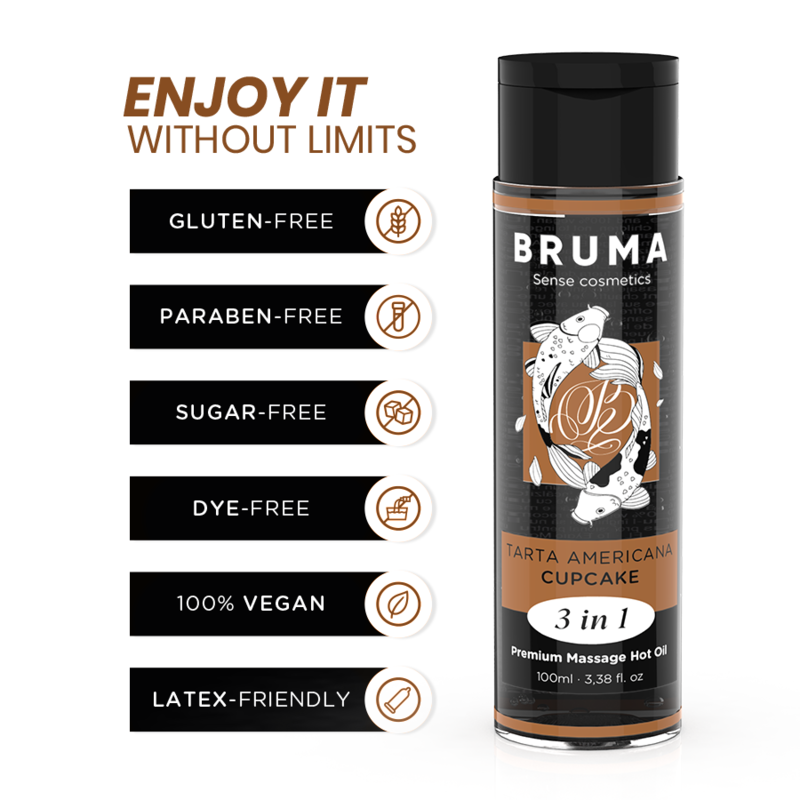 BRUMA - OLIO DA MASSAGGIO PREMIUM EFFETTO CALORE SAPORE CUPACKE 3 IN 1 - 100 ML - immagine 3