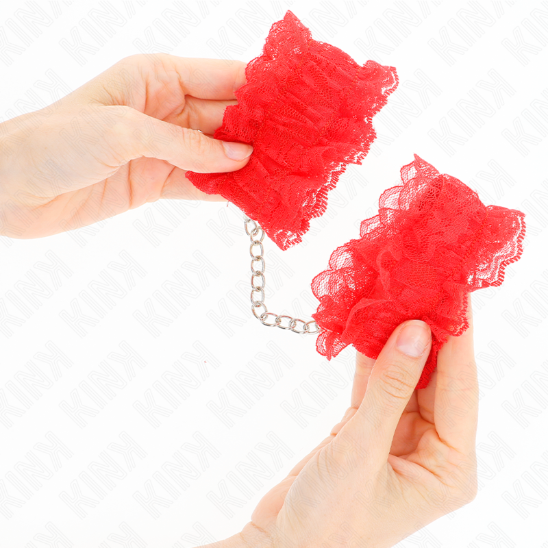 KINK - MUÑEQUERAS ELÁSTICAS DE ENCAJE ROJO - Imagen 4