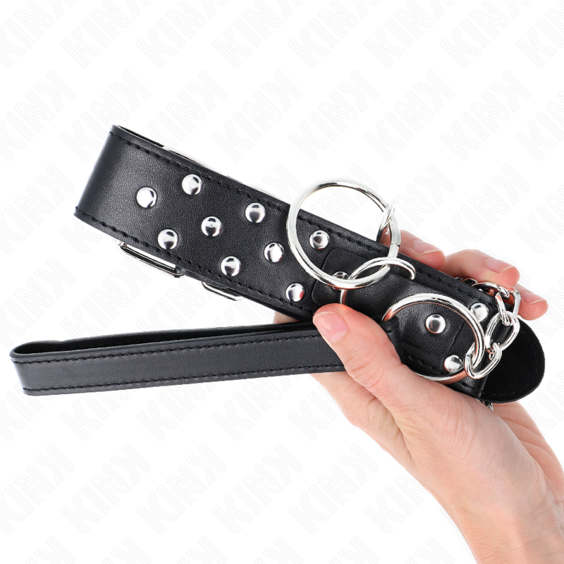 KINK - COLLAR CON CORREA 65 CM REMACHE ANILLA NEGRO AJUSTABLE 36-50 CM X 3.8 CM - Imagen 5