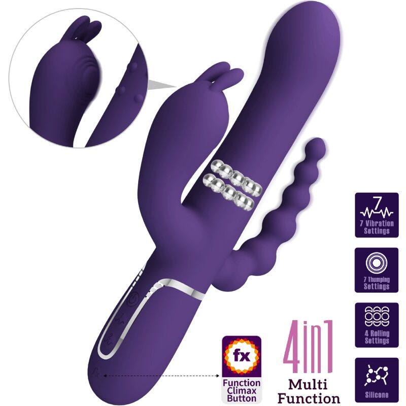 PRETTY LOVE - CAMMY TRIPLE VIBRATEUR MULTIFONCTION 4 EN 1 VIOLET – Image 5