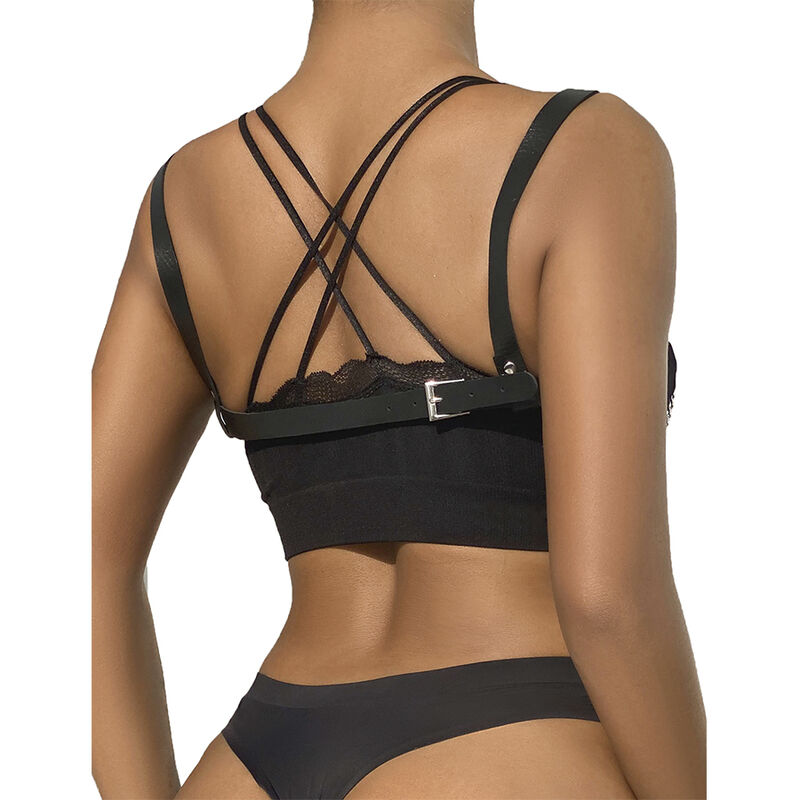 SUBBLIME - 953713 PUNK BONDAGE BELT METAL BUCKLE BLACK ONE SIZE - Image 3