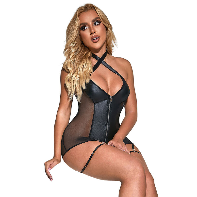 SUBBLIME - 954444 SEXY MESH KLEID LEDER SCHWARZ S/M – Bild 3