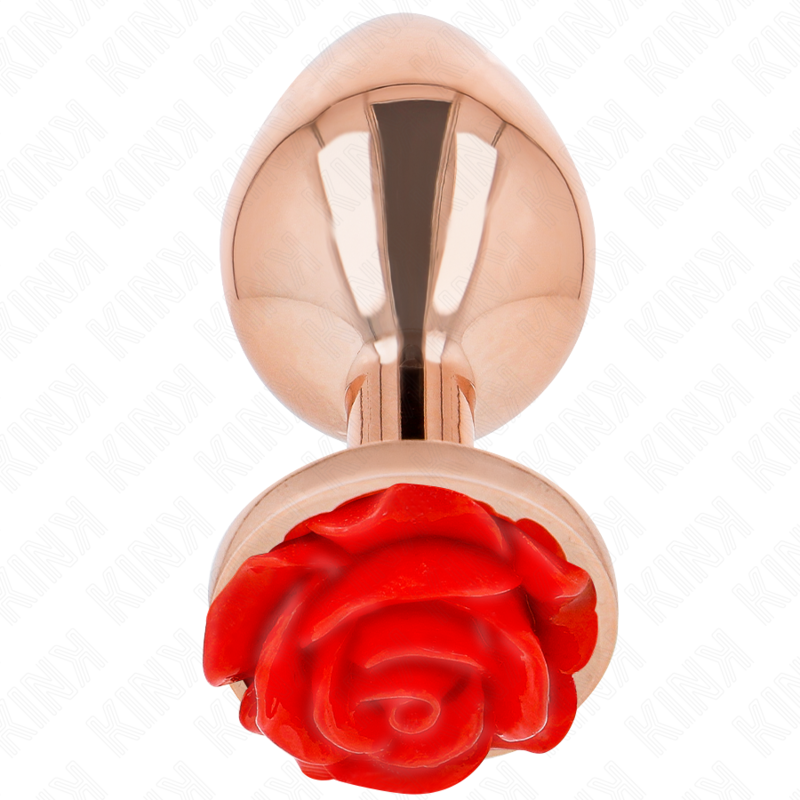 KINK - ROSA GOLDENER ANALSTECKER MIT ROTER ROSE L – Bild 2