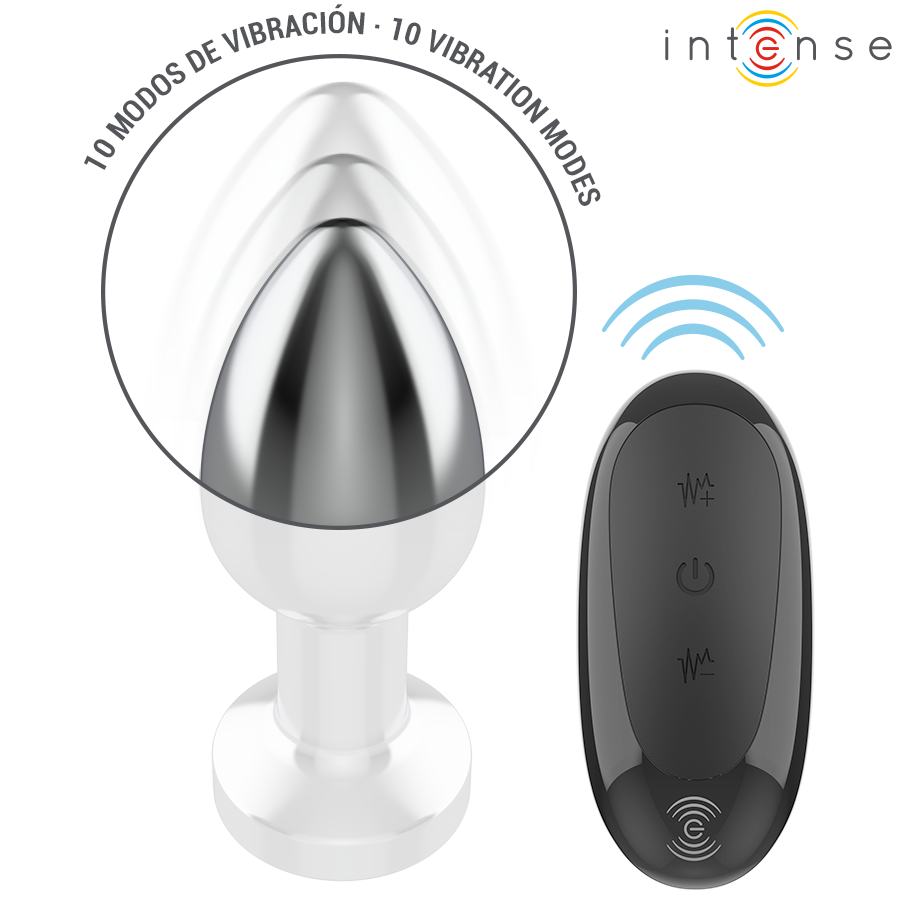 INTENSE - PLUG ANAL 10 VIBRACIONES METAL CON CONTROL REMOTO M - Imagen 4
