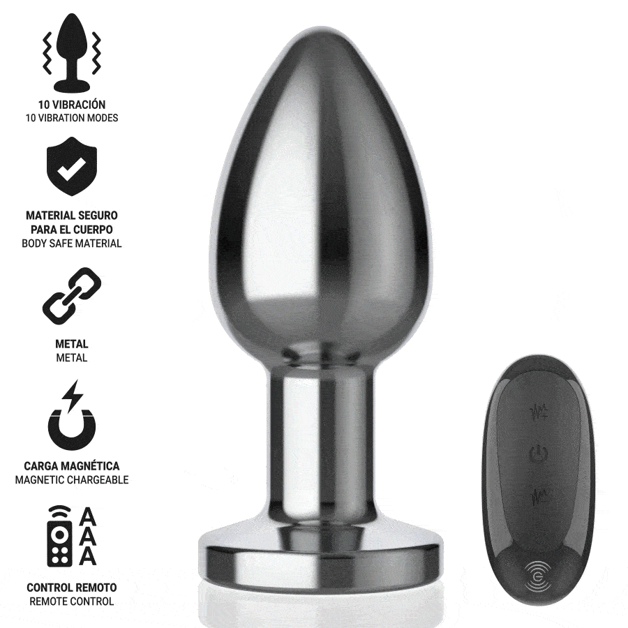 INTENSE - PLUG ANAL 10 VIBRACIONES METAL CON CONTROL REMOTO L - Imagen 2
