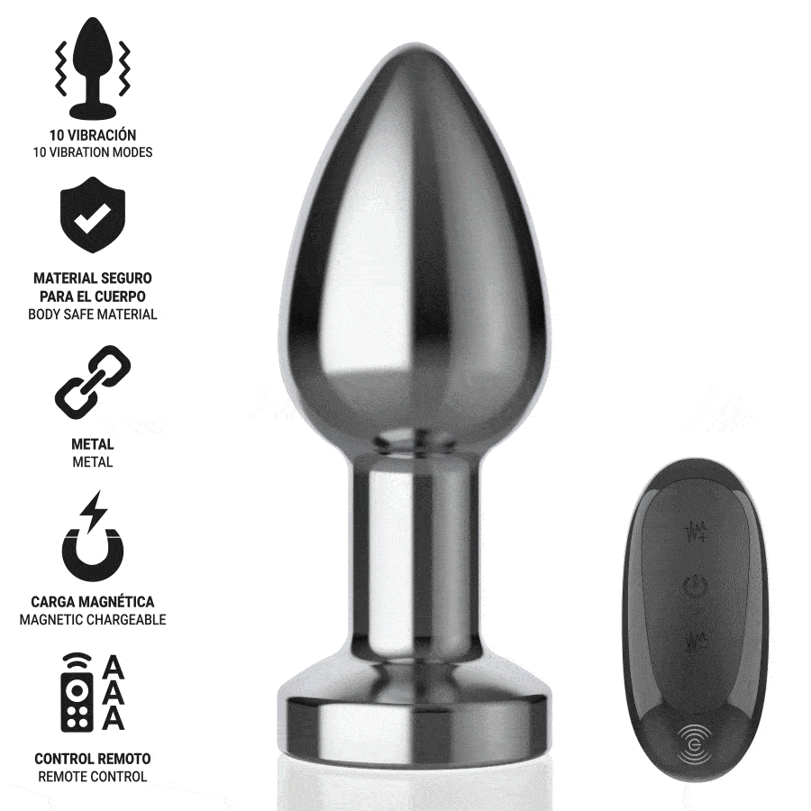 INTENSE - PLUG ANAL 10 VIBRACIONES METAL CON CONTROL REMOTO M - Imagen 2