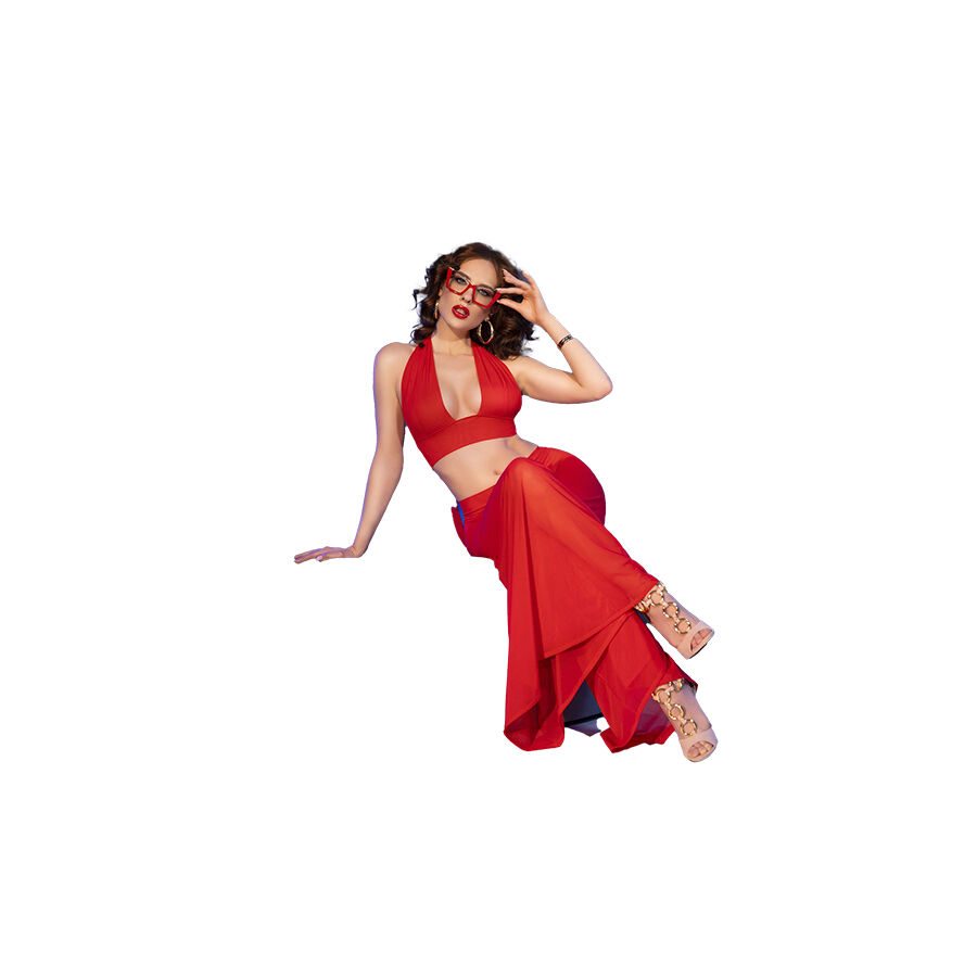 CHILIROSE - CR 4857 ENSEMBLE HAUT ET PANTALON ROUGE TAILLE S – Image 4