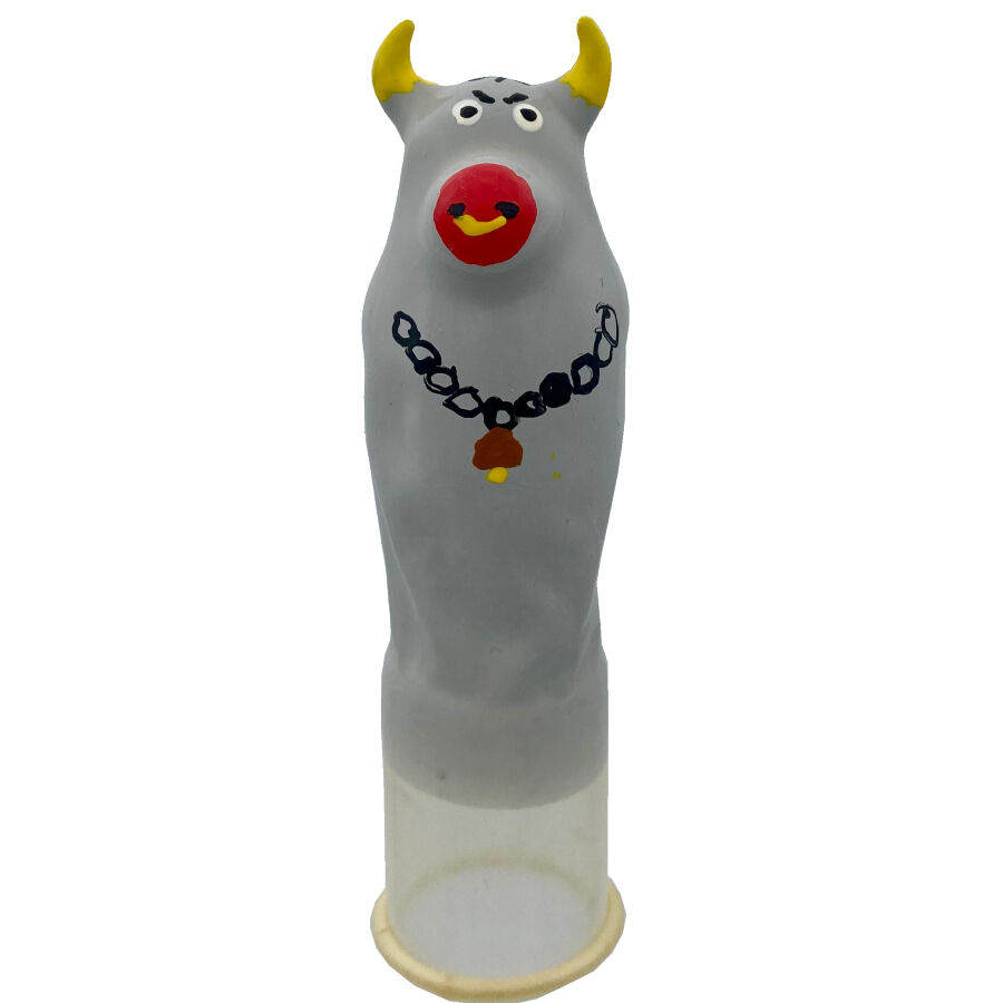 CONDOMERIE - PRÉSERVATIFS FANTAISIE PEINTS À LA MAIN TAUREAU GRIS MODÈLE XL – Image 2