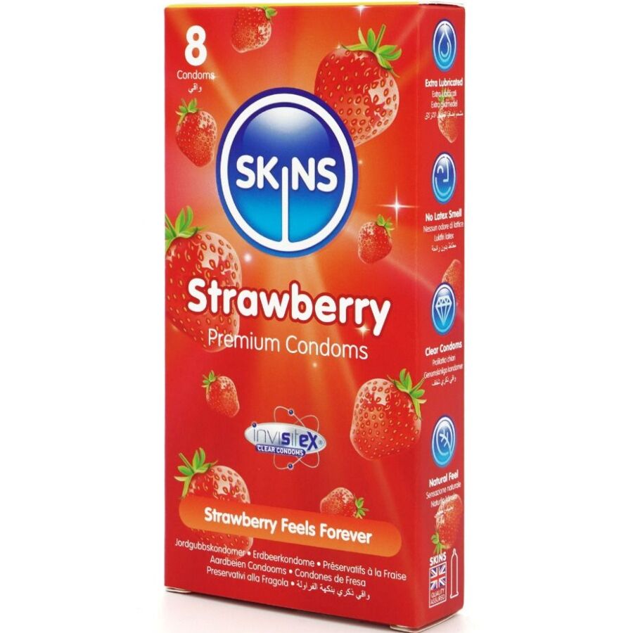 SKINS - PACK DE 8 PRÉSERVATIFS PREMIUM FRAISE – Image 2