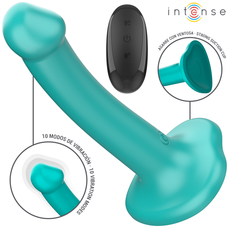 INTENSE - KATIE VIBRATEUR AVEC VENTOUSE 10 VIBRATIONS TÉLÉCOMMANDE BLEUE – Image 2