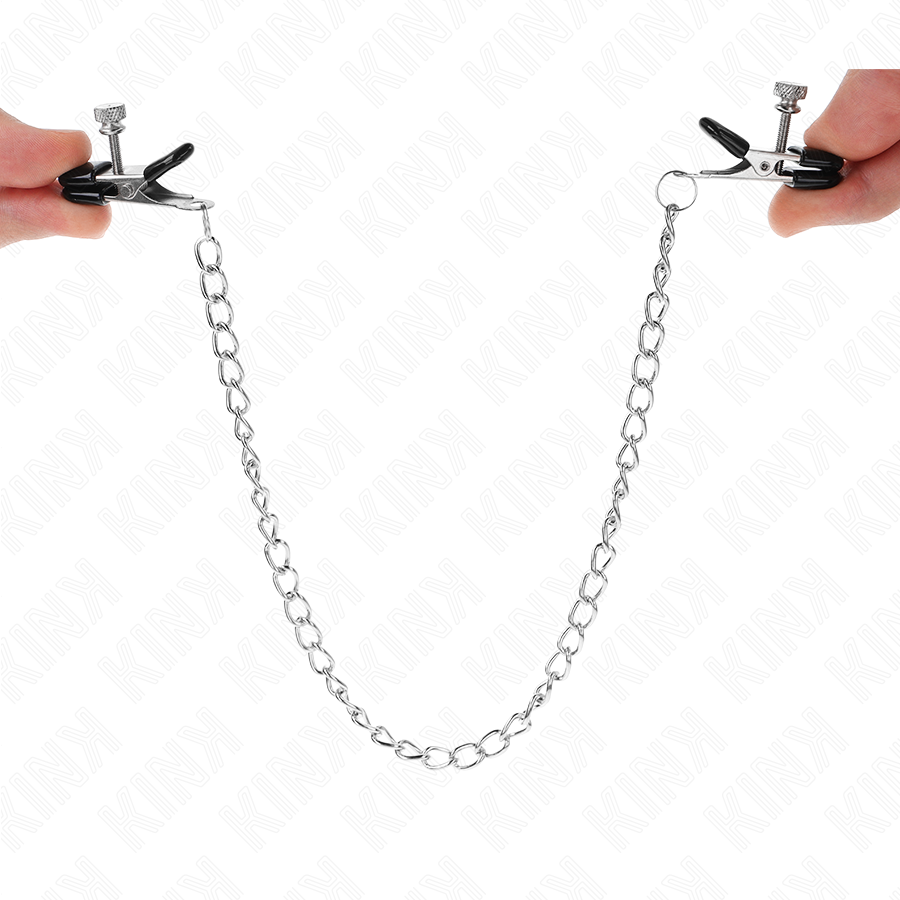 KINK - FLACHE KETTE NIPPELKLEMMEN SILBER 34 CM – Bild 5