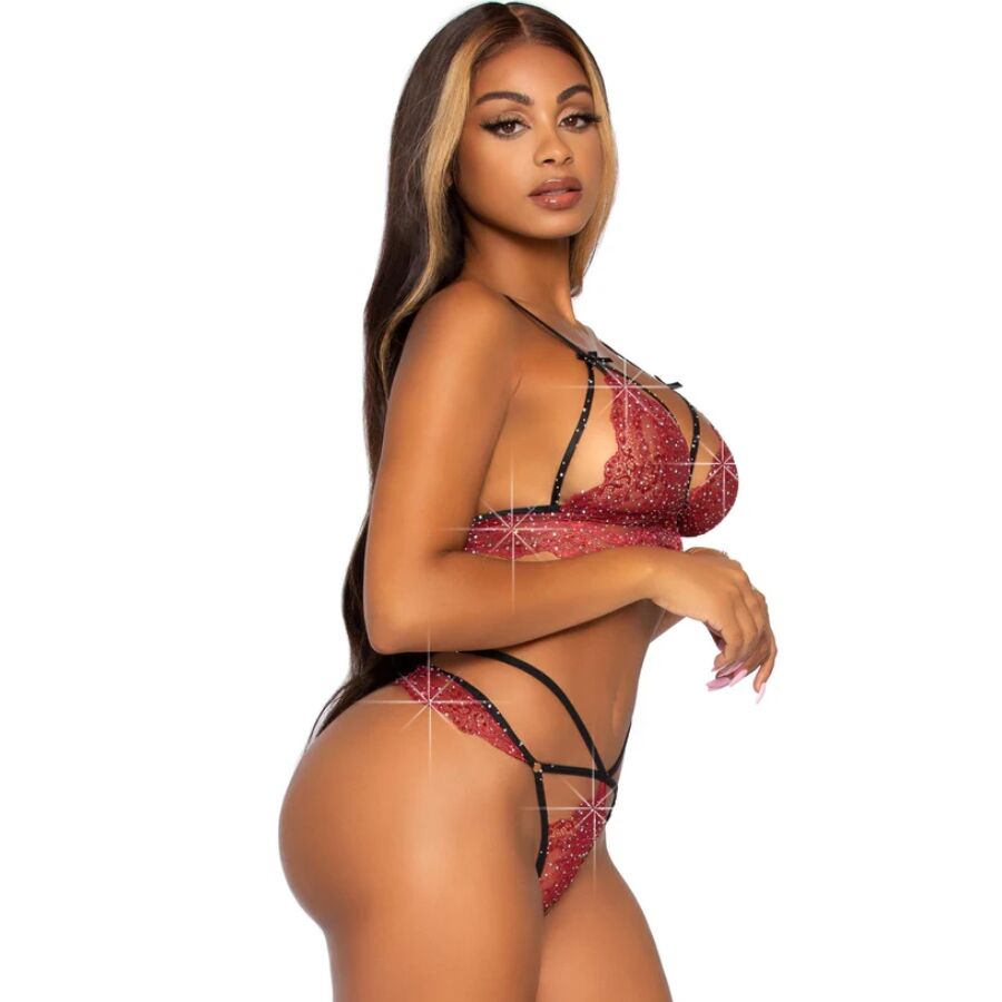 LEG AVENUE - 81623 BH + STRING-SET, BURGUNDERROT, GRÖSSE S – Bild 2