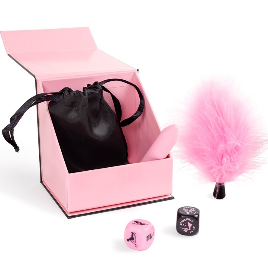 SECRET PLAY - CAJA DE PLACERES PARA PAREJAS DADOS + BALA VIBRADORA + PLUMERO - Imagen 3